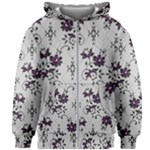 Elegant Purple Floral Jacquard Mesh Lace Fabric Kids  Zipper Hoodie Without Drawstring