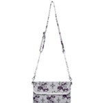 Elegant Purple Floral Jacquard Mesh Lace Fabric Mini Crossbody Handbag