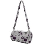 Elegant Purple Floral Jacquard Mesh Lace Fabric Mini Cylinder Bag