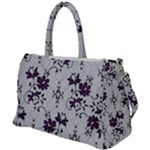 Elegant Purple Floral Jacquard Mesh Lace Fabric Duffel Travel Bag