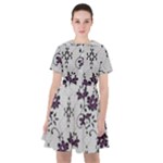 Elegant Purple Floral Jacquard Mesh Lace Fabric Sailor Dress