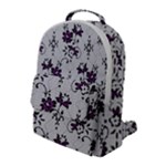 Elegant Purple Floral Jacquard Mesh Lace Fabric Flap Pocket Backpack (Large)