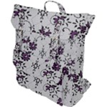 Elegant Purple Floral Jacquard Mesh Lace Fabric Buckle Up Backpack