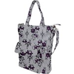 Elegant Purple Floral Jacquard Mesh Lace Fabric Shoulder Tote Bag