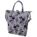 Elegant Purple Floral Jacquard Mesh Lace Fabric Buckle Top Tote Bag