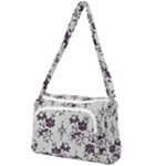 Elegant Purple Floral Jacquard Mesh Lace Fabric Front Pocket Crossbody Bag