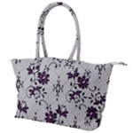 Elegant Purple Floral Jacquard Mesh Lace Fabric Canvas Shoulder Bag