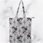 Elegant Purple Floral Jacquard Mesh Lace Fabric Double Zip Up Tote Bag