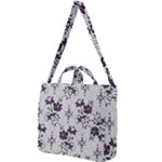 Elegant Purple Floral Jacquard Mesh Lace Fabric Square Shoulder Tote Bag