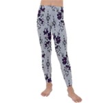 Elegant Purple Floral Jacquard Mesh Lace Fabric Kids  Lightweight Velour Leggings