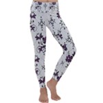 Elegant Purple Floral Jacquard Mesh Lace Fabric Kids  Lightweight Velour Classic Yoga Leggings