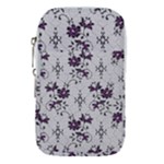 Elegant Purple Floral Jacquard Mesh Lace Fabric Waist Pouch (Small)