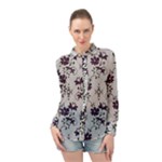 Elegant Purple Floral Jacquard Mesh Lace Fabric Long Sleeve Chiffon Shirt