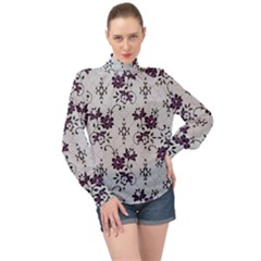 High Neck Long Sleeve Chiffon Top 