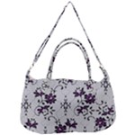 Elegant Purple Floral Jacquard Mesh Lace Fabric Removable Strap Handbag