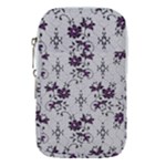 Elegant Purple Floral Jacquard Mesh Lace Fabric Waist Pouch (Large)