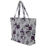 Elegant Purple Floral Jacquard Mesh Lace Fabric Zip Up Canvas Bag