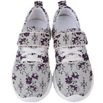 Elegant Purple Floral Jacquard Mesh Lace Fabric Women s Velcro Strap Shoes