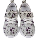 Elegant Purple Floral Jacquard Mesh Lace Fabric Kids  Velcro Strap Shoes