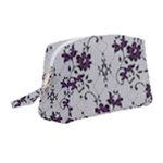 Elegant Purple Floral Jacquard Mesh Lace Fabric Wristlet Pouch Bag (Medium)