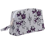 Elegant Purple Floral Jacquard Mesh Lace Fabric Wristlet Pouch Bag (Large)