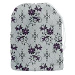 Elegant Purple Floral Jacquard Mesh Lace Fabric Drawstring Pouch (3XL)