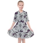 Elegant Purple Floral Jacquard Mesh Lace Fabric Kids  All Frills Chiffon Dress