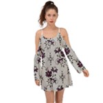 Elegant Purple Floral Jacquard Mesh Lace Fabric Boho Dress