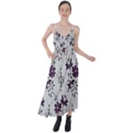 Elegant Purple Floral Jacquard Mesh Lace Fabric Tie Back Maxi Dress