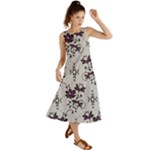 Elegant Purple Floral Jacquard Mesh Lace Fabric Summer Maxi Dress