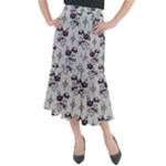 Elegant Purple Floral Jacquard Mesh Lace Fabric Midi Mermaid Skirt