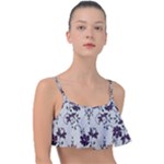 Elegant Purple Floral Jacquard Mesh Lace Fabric Frill Bikini Top