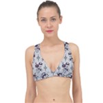 Elegant Purple Floral Jacquard Mesh Lace Fabric Classic Banded Bikini Top