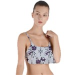 Elegant Purple Floral Jacquard Mesh Lace Fabric Layered Top Bikini Top 