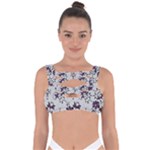 Elegant Purple Floral Jacquard Mesh Lace Fabric Bandaged Up Bikini Top