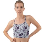 Elegant Purple Floral Jacquard Mesh Lace Fabric Mini Tank Bikini Top