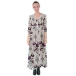 Elegant Purple Floral Jacquard Mesh Lace Fabric Button Up Maxi Dress