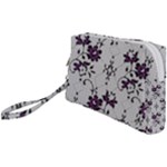 Elegant Purple Floral Jacquard Mesh Lace Fabric Wristlet Pouch Bag (Small)