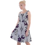 Elegant Purple Floral Jacquard Mesh Lace Fabric Knee Length Skater Dress