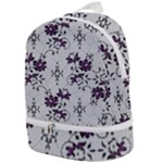 Elegant Purple Floral Jacquard Mesh Lace Fabric Zip Bottom Backpack