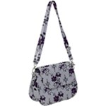 Elegant Purple Floral Jacquard Mesh Lace Fabric Saddle Handbag