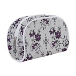 Elegant Purple Floral Jacquard Mesh Lace Fabric Make Up Case (Small)