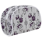 Elegant Purple Floral Jacquard Mesh Lace Fabric Make Up Case (Medium)