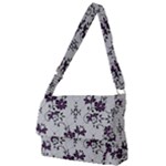 Elegant Purple Floral Jacquard Mesh Lace Fabric Full Print Messenger Bag (L)