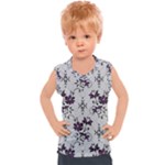 Elegant Purple Floral Jacquard Mesh Lace Fabric Kids  Sport Tank Top