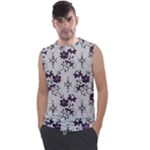 Elegant Purple Floral Jacquard Mesh Lace Fabric Men s Regular Tank Top