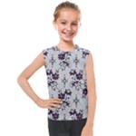 Elegant Purple Floral Jacquard Mesh Lace Fabric Kids  Mesh Tank Top