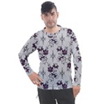 Elegant Purple Floral Jacquard Mesh Lace Fabric Men s Pique Long Sleeve T-Shirt