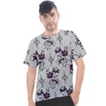 Elegant Purple Floral Jacquard Mesh Lace Fabric Men s Sport Top