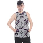 Elegant Purple Floral Jacquard Mesh Lace Fabric Men s Sleeveless Hoodie